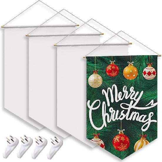 Sublimation Blank Custom Banner, Wall Display Waterproof Canvas Banner, Sublimation Transfer Heat Press Printing Crafts. (12 Pcs) 4 pcs