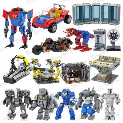 MOOXI Armadura de Hierro Héroes Araña Mech MOC Película de Ciencia Ficción Figuras Bloques de Construcción Juguetes Para Niños Adultos Regalo Ladrillos Compatibles DIY