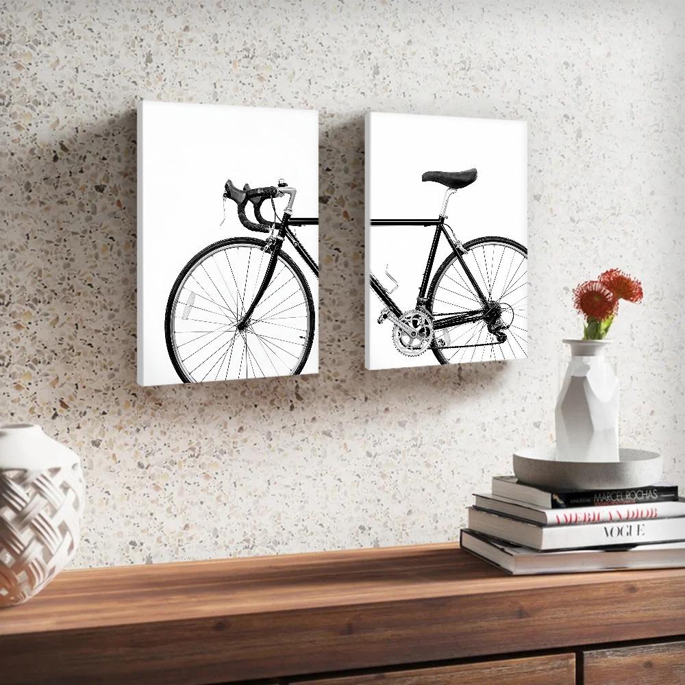 2pcs/set Vintage Bike Art Oil Painting Canvas with Wood Frame Draw Wall Decor Home Room Decorations