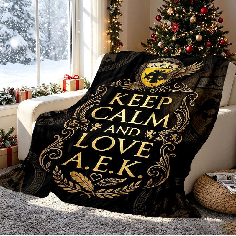 AEK Athens FC Pattern Blanket for Home Decoration, Bed, Sofa, Car Travel, Camping, Suitable for All Seasons, Birthday Christmas Gift