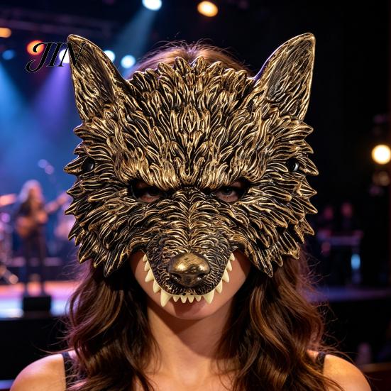 Wolf Costume Mask 3D Head Mask, High Elastic Lightweight Comfortable Werewolf Soft with Adjustable Strap for Halloween Cosplay Party Photo Props