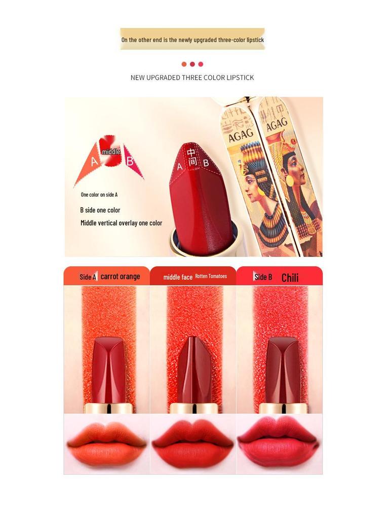 AGAG Magic 6-in-1 Matte Lipstick Stick - Long-lasting, Double Tube with Six Shades