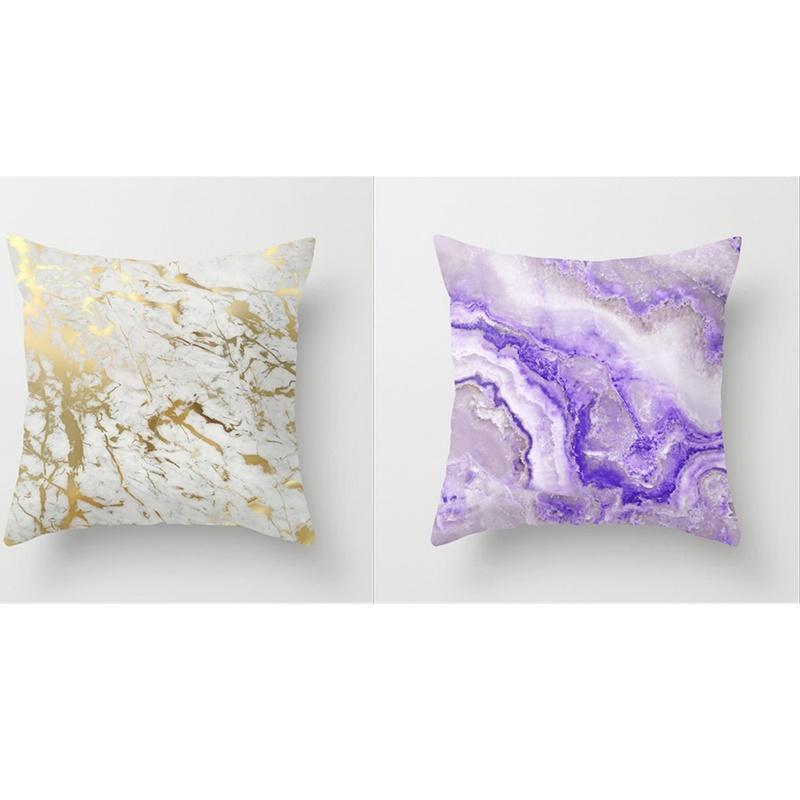 Luxurious Marble Throw Pillow Case With Colorful Rock Pattern For Home Decor 18 Inches