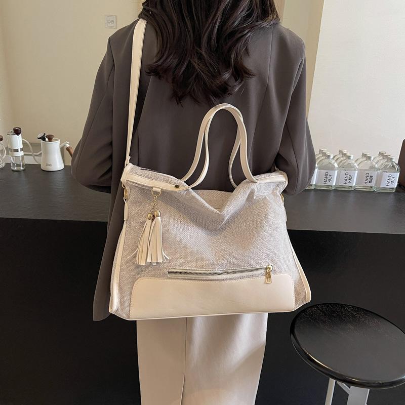 One shoulder crossbody large bag, tote bag, large capacity bag, women's bag, brown and beige handbag bag.