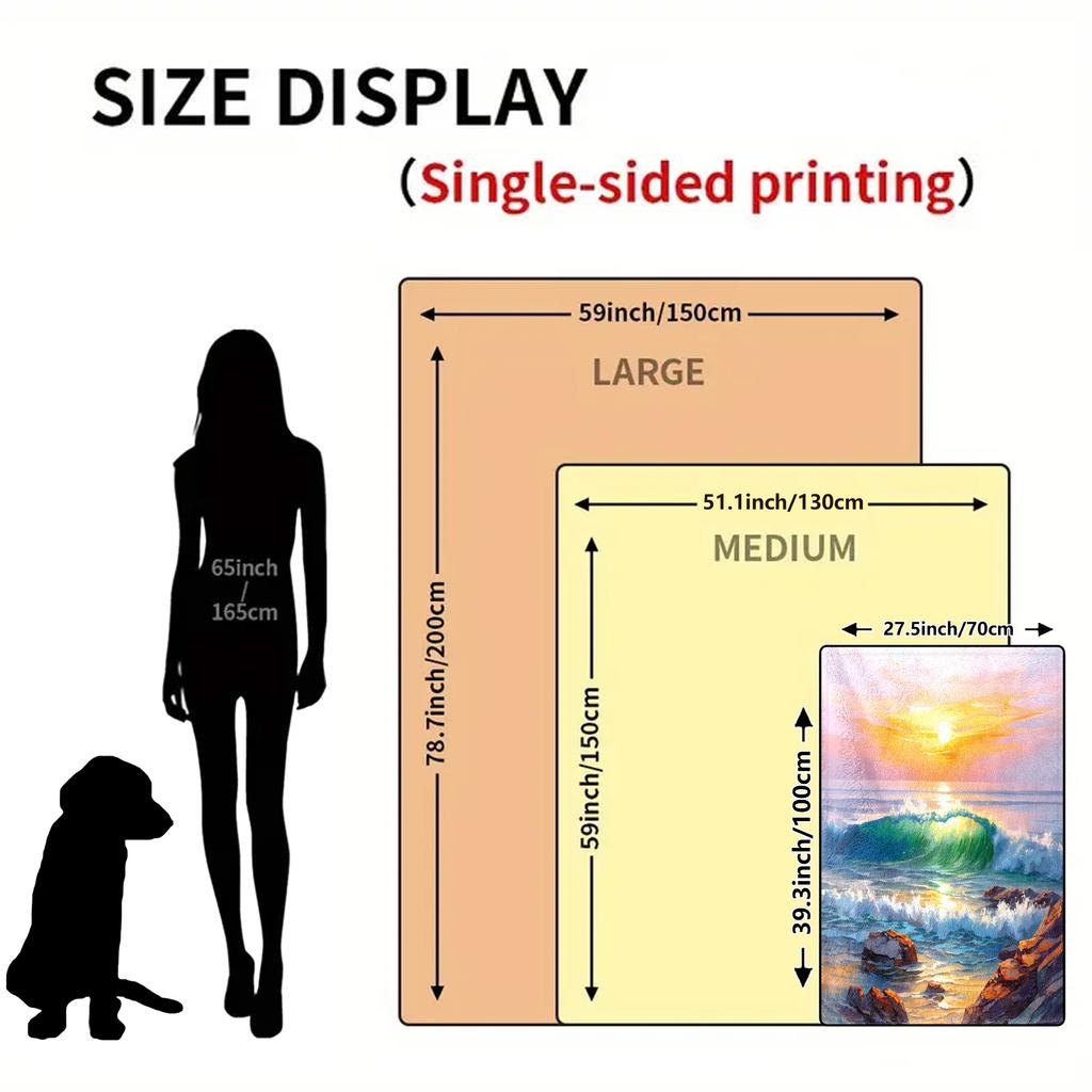 Inspiration Ocean Sunrise Pattern Flannel Printed Blanket Suitable for All Seasons Suitable for Living Room Office Sofa Travel