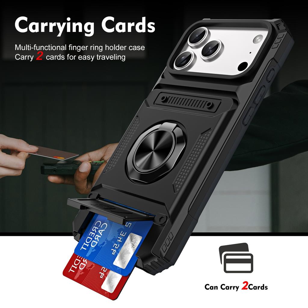Case for For Iphone 17 16 1 14 Plus 13 12 Pro Max 11 Magnetic Rotated Ring Kickstand Heavy Duty Drop Protection Wallet Cover