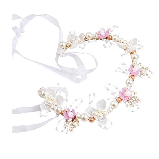 Fairy Girl Headband Bright Color Imitation Pearls Flower Decor Princess Hair Hoop Party Crown Hair