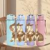 1PC Brown Rabbit Sitting Cute Print 750ml Color Plastic Sports Water Bottle Leakproof Flip Straw Lid Suitable for Sports Office Home Use