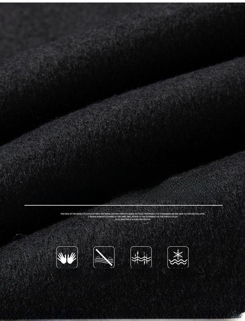 Men's European-Size Double-Breasted Woolen Coat - Medium Length, Fashionable Lapel for Autumn & Winter