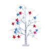 4th of July Decorative Lights Patriotic Tree Ornaments 18 Inch Tabletop Decor with 24 Red White Blue LED Star Lights