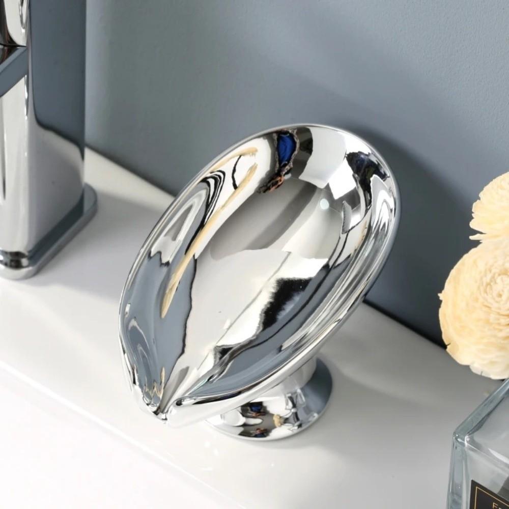 Gold Silver Soap Dish Leaf Shape Bathroom Storage Holder Elegant Soap Rack  Kitchen