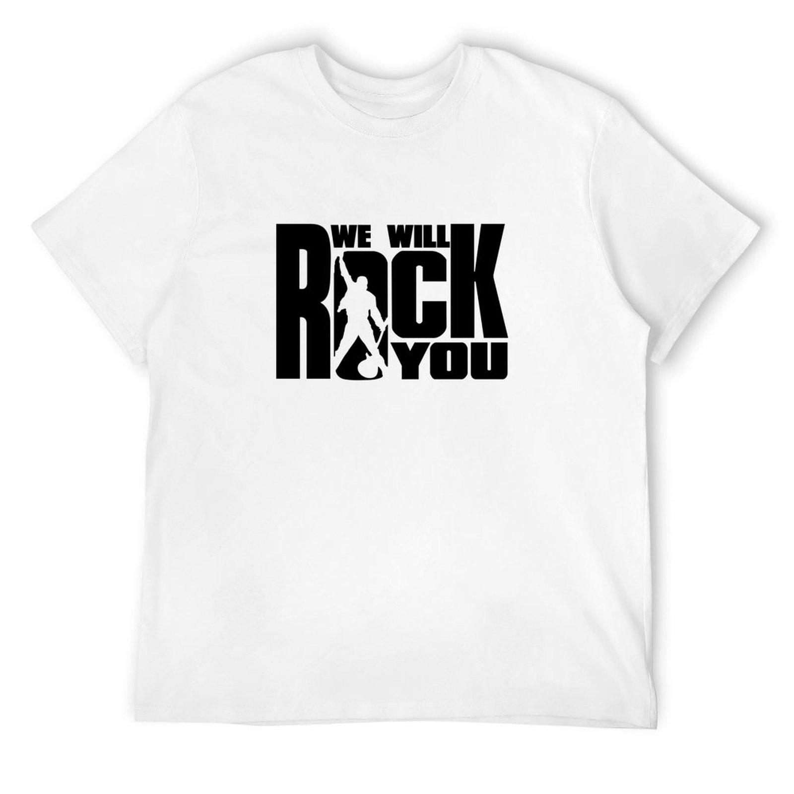 

we will Rock You T-Shirt summer tops vintage anime shirt heavy weight t shirts for men L