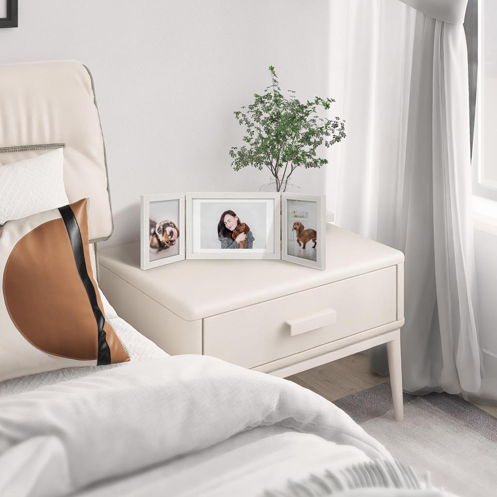 Afuly Fotoram Postkort 2L Storlek Fotoram Snygg Vägghängning Enkel Vit Vikbar Design Fotoram Bröllopspresent Födelsedag Jubileumspresent