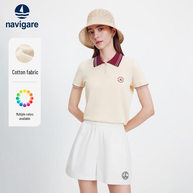 Navigare Women s Color-Block Polo Knit Top L