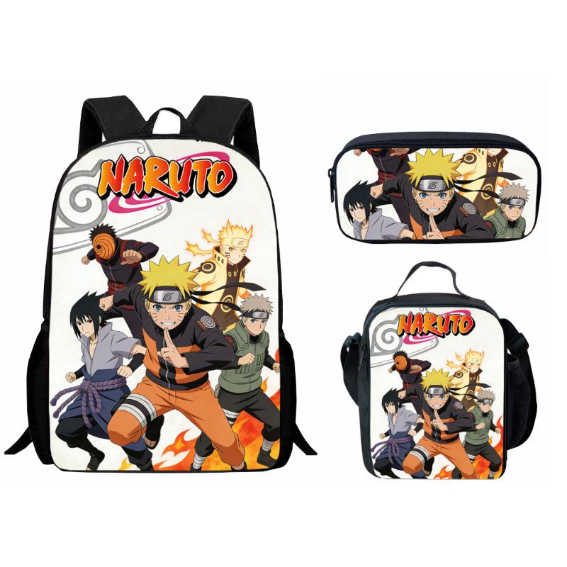 Bedrucktes Dreiteiliges Schüler-Schulranzen-Set, Cartoon-Rucksack, Brottasche, Federmäppchen