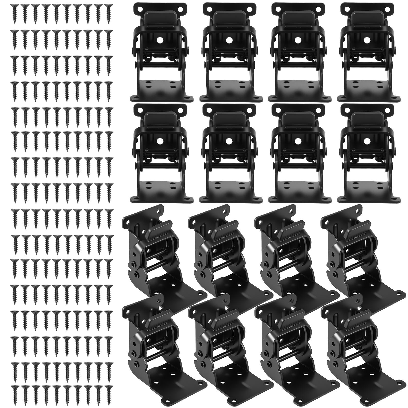 

16Pcs Foldable Bracket Folding Locking Hinge Lock Extension Support Bracket Self-Lock Hinge with Screws for Table Bed Leg Feet