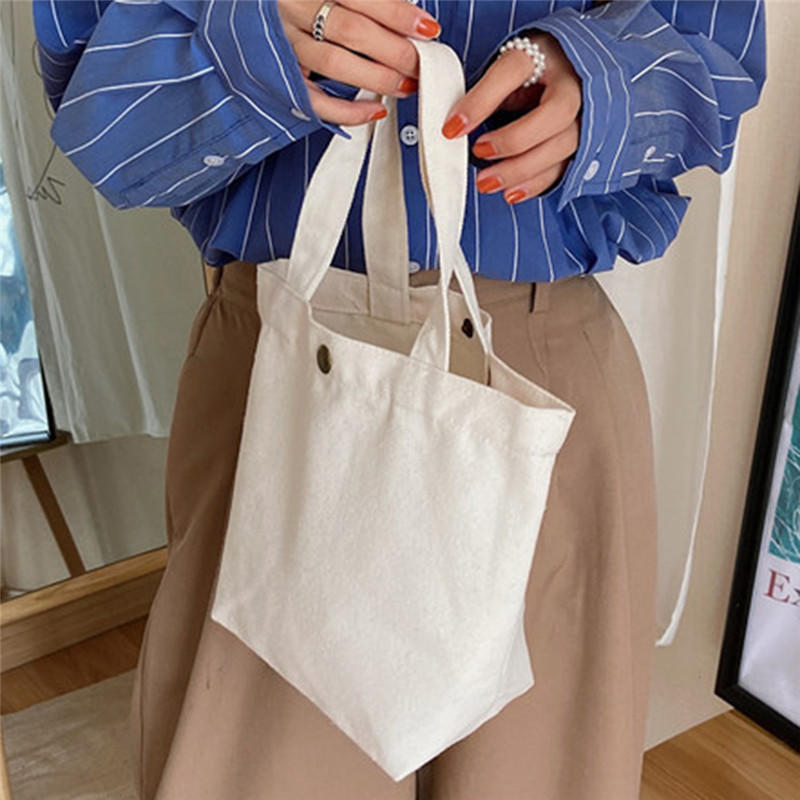 Women'S Fashion Solid Color Mini Handbags Women'S Canvas Tote Ladies Casual Bag Girl Student Cloth Bags