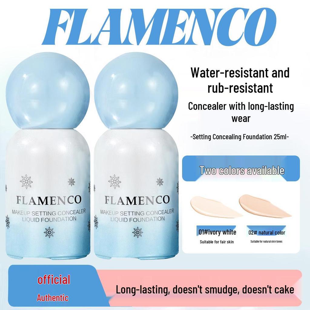 FLAMENCO Long-lasting Lightweight Foundation: Natural Brightening, Smudge-Free for Oily Skin