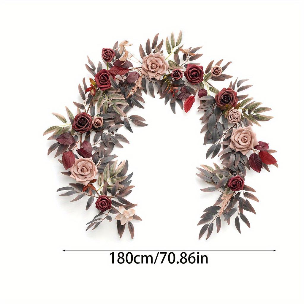 5.9ft Artificial Eucalyptus Garland with Rose Flowers, Faux Floral Vine Garland for Table Wedding Centerpieces Bridal Shower Party Decoration