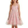 4-10 Years Kids Girls Floral Embroidered Spaghetti-Strap Dress Formal Dress