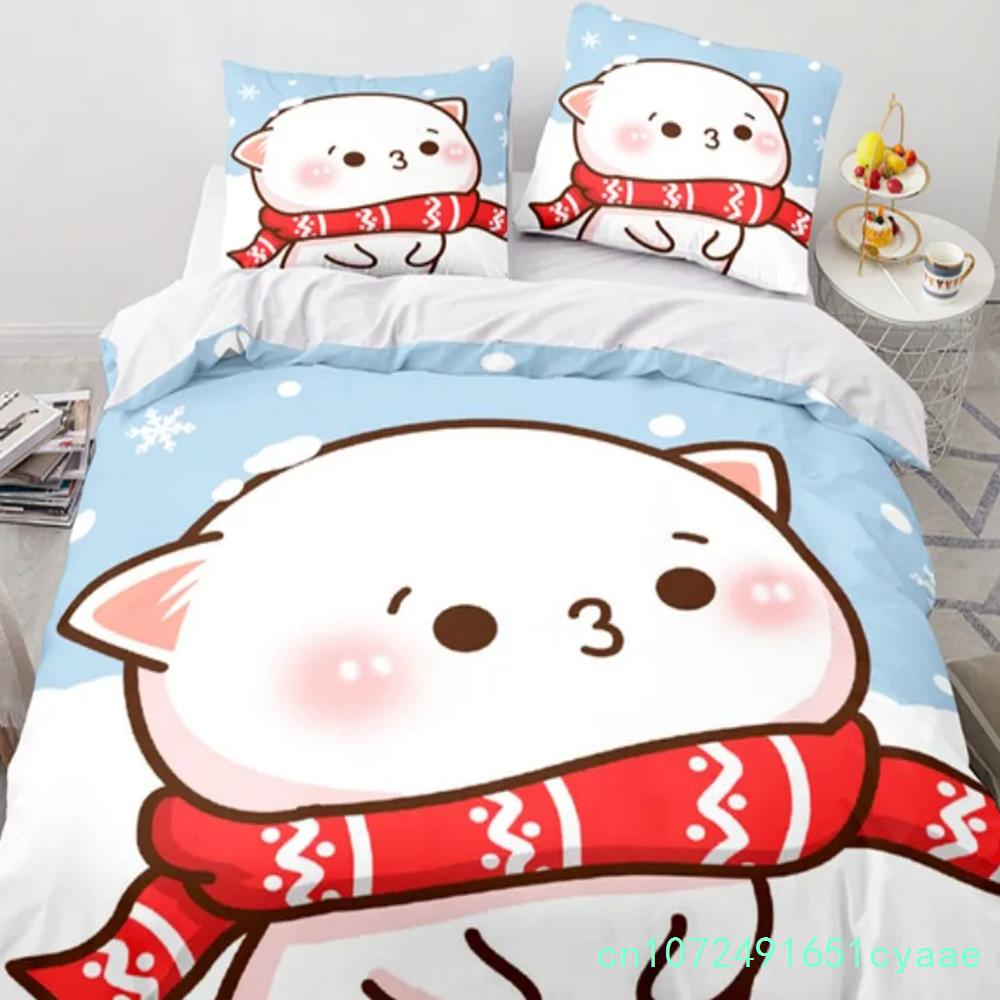 Set da letto gatto pesca cartone animato carino Ragazzi Ragazze Misura Singola Queen Copripiumino Federa Letto Bambini Adulti Moda Tessile per la casa