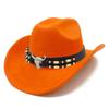 European and American Retro Ethnic Style Suede Top Hat Fashion Big Eaves Western Cowboy Hat Personalized Bull Head Tibetan Jazz Hat