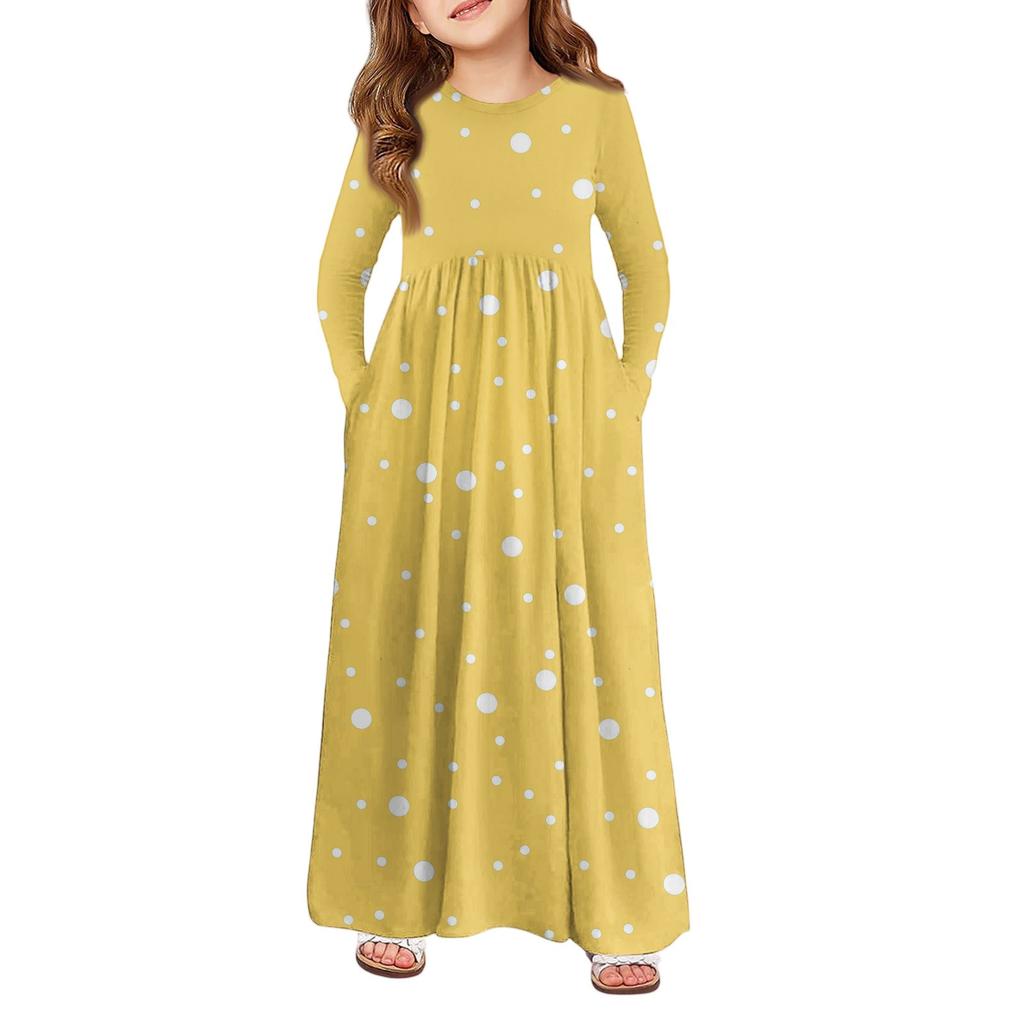 Girls' Maxi Dress - Long Sleeve Pocket Dress