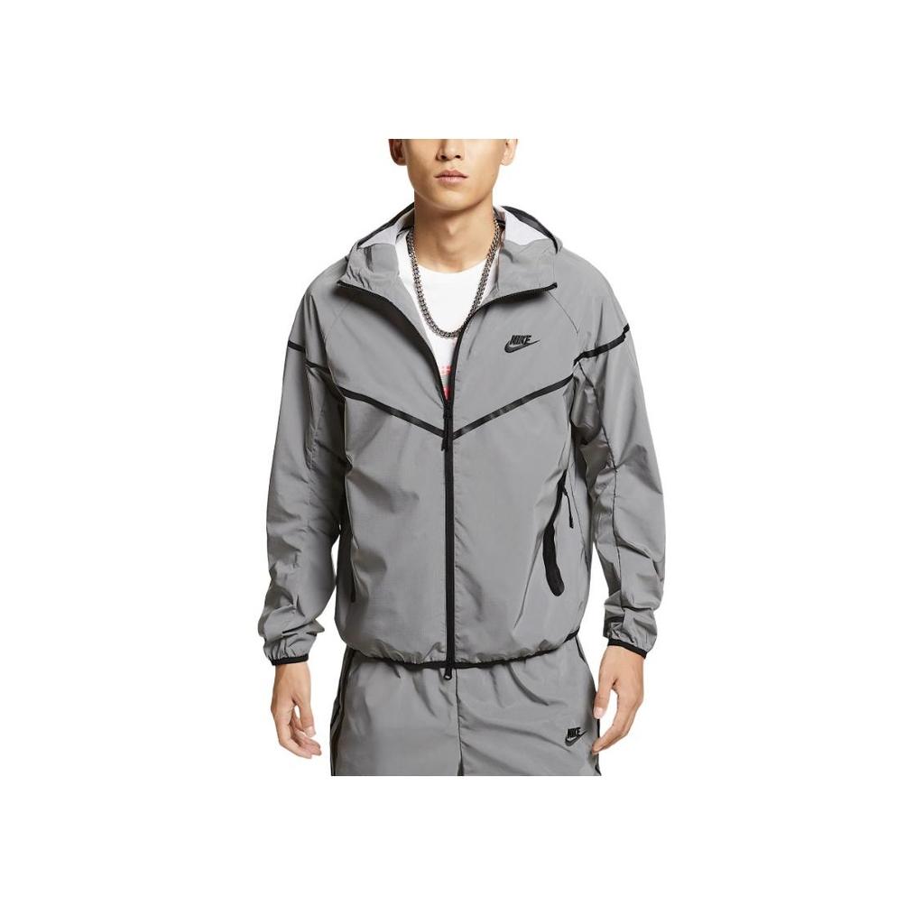 Nike Woven FW24 Flash Tech Series Hooded Zip Long Sleeve Jacket Men Jackets Reflective-Silver Black FZ7586-035