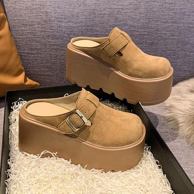 Sandales à plateforme haute pour femmes 7CM compensées Chaussures bling-bling Femme Extérieur Cuir Décontracté Baskets chunky Été Sandales en maille respirante