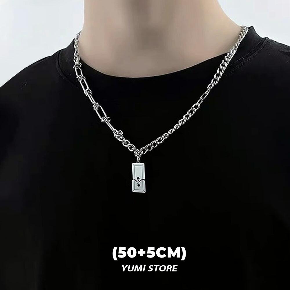 

Titanium Steel Split Pendant Necklace For Men Woman Trend Hip Hop Spliced Sweater Chain Kpop Street Punk Luxury Unisex