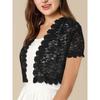 Ladies' Short-sleeved Fashionable Top, Elegant Lace with Cutouts, Banquet Knitted Cardigan