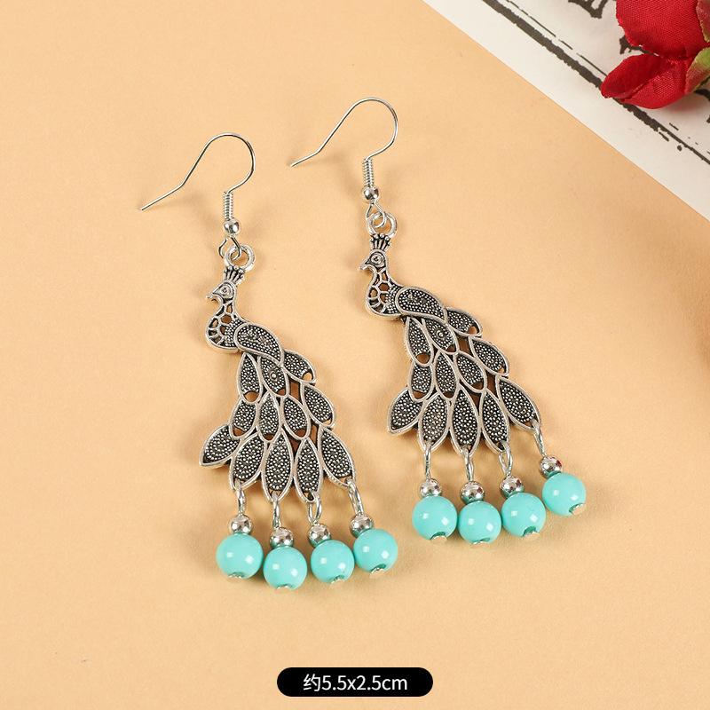 Поставка в Европу и США Новые ретро серьги в европейском и американском богемном этническом стиле Серьги-павлины