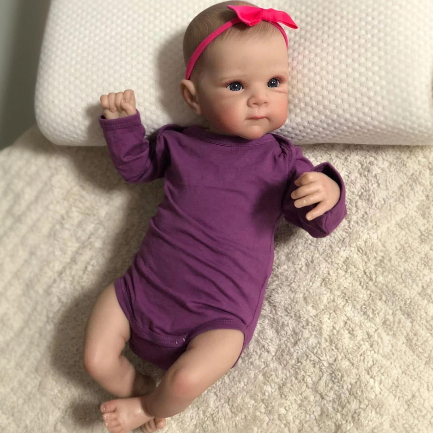 

BZDOLL Тканевое тело 48 см 19 дюймов Кукла Реборн Игрушка для девочки Реалистичная кукла с 3D кожей и кровеносными сосудами Коллекционная гуманоидная кукла Ручная работа Подарок на день рождения cloth body doll