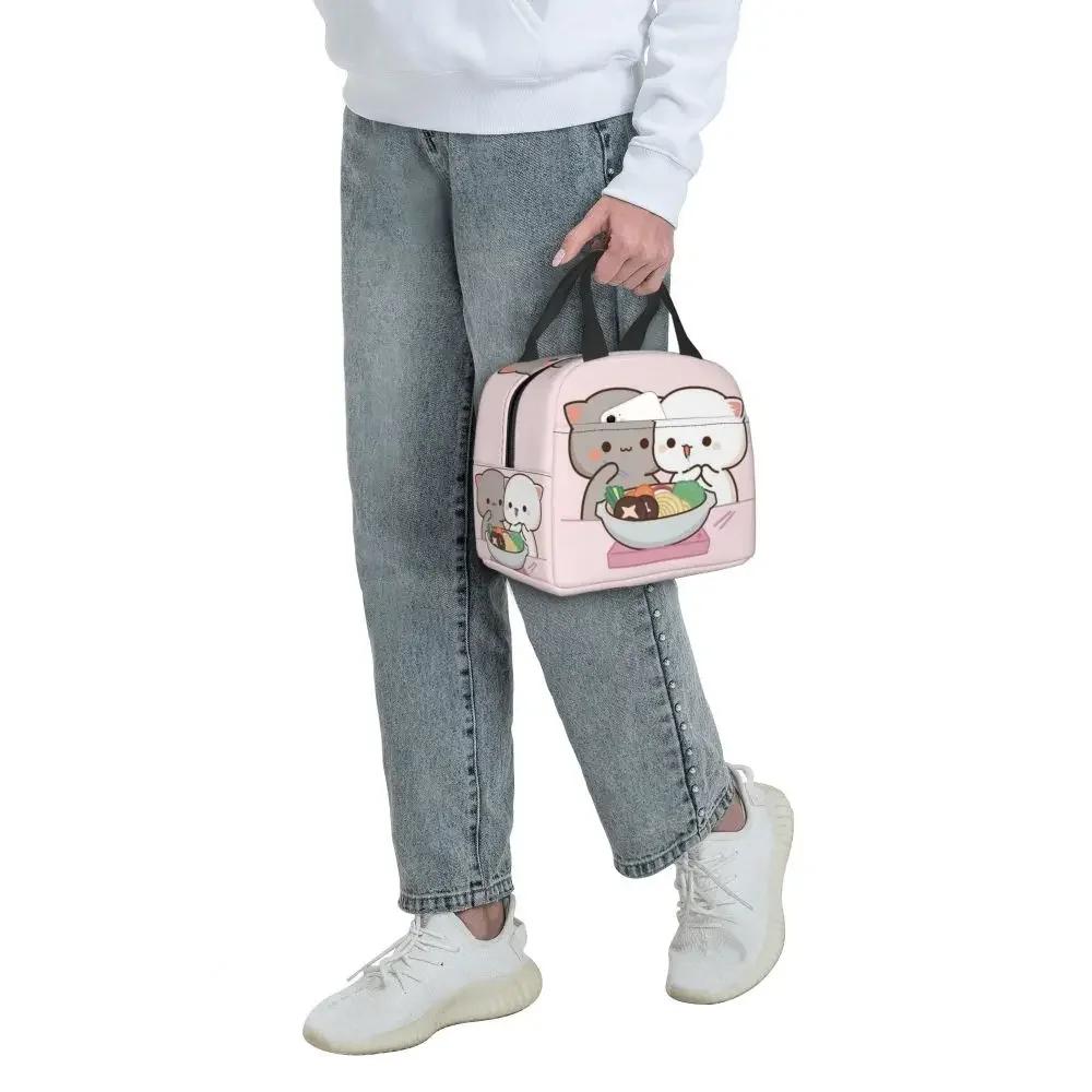 Cartoon Mochi Katze Peach Und Goma Brotdose Frauen Wiederverwendbar Auslaufsicher Kühlbox Thermisch Essen Isoliert Lunchtasche Kinder Schule Kinder
