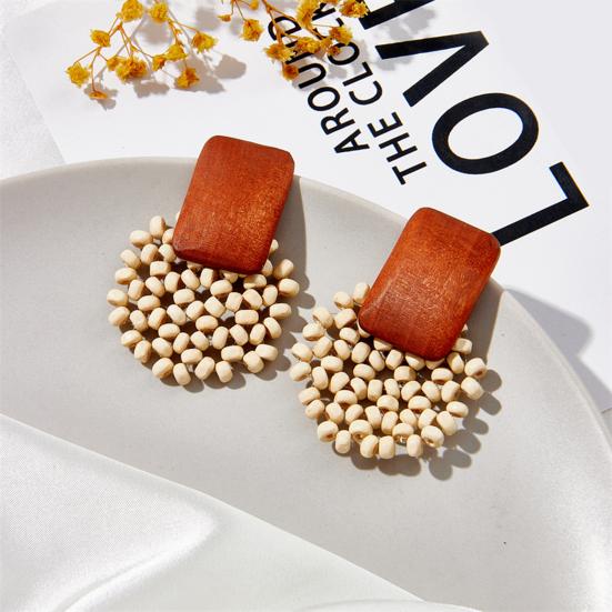 Yousheng 1 Pair Women Earrings Hollow Out Round Jewelry Exaggerated Beads Earrings for Vacation
