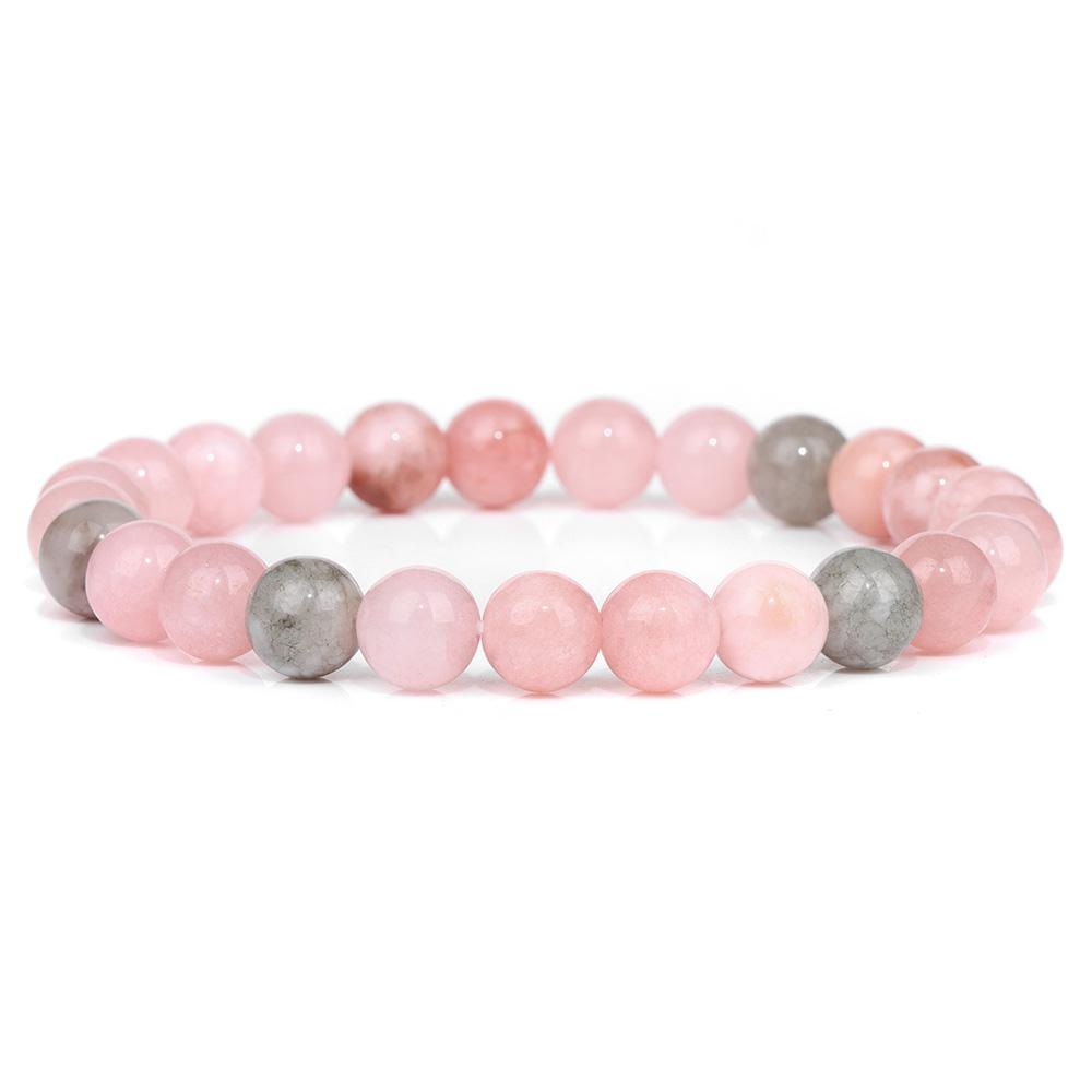 Fashion Natural Stone Pink Angelite Beads Bracelet 8mm Sunstone Beaded Energy Yoga Bracelet Jewelry for Women Handmade Gifts