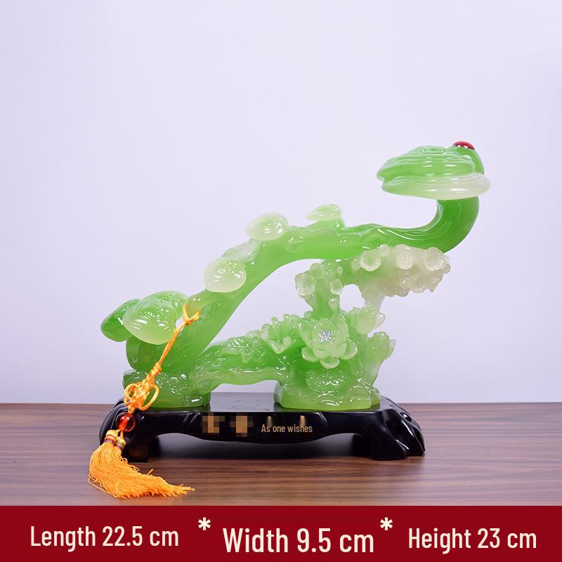 Yellow Jade Ruyi Ornament for Living Room or Wine Cabinet - Housewarming or Company Opening Gift