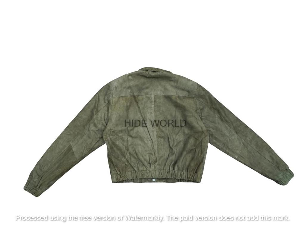 Handgemachte Damen Grün Echt Weiche Reine Wildlederjacke Biker Casual Classy
