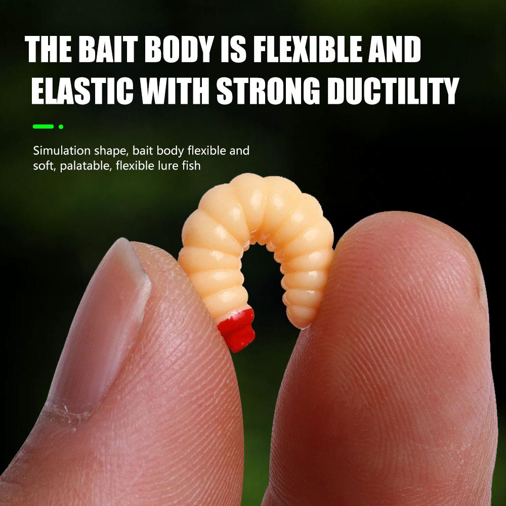 50pcs/bag/100pcs mini Bread Worm Lure worm Bait Maggot Luminous Maggot Grub Soft Fishing Lure with Fishy Smell and Musky Smell