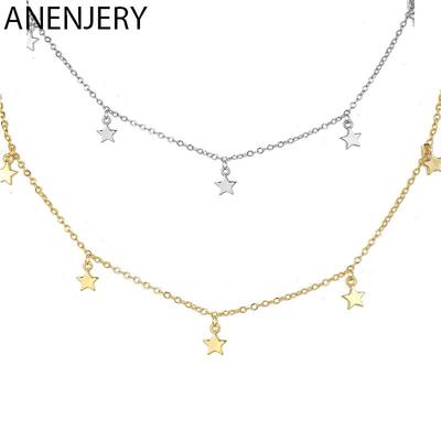 Star Pendant Tassel Necklace For Women 18K Gold Silver Plated Copper Adjustable Choker Clavicle Chain