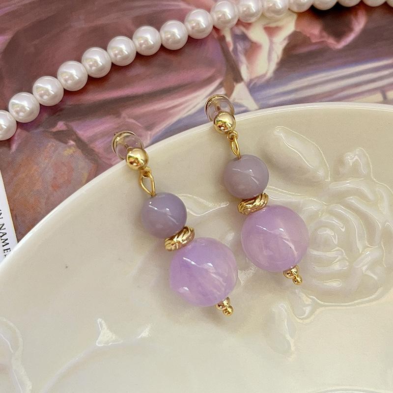 

Resin gourd earrings light luxury high-end stud earrings temperament niche versatile simple earrings women