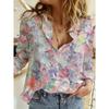 Damen Casual Elegante Geblümte Bluse Reverskragen Bluse Damen Langarmhemden Freizeit Damenbekleidung Damenbekleidung