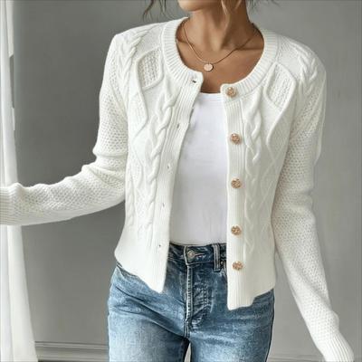 Nuevo Cárdigan de Punto Abierto por Delante de Manga Larga para Mujer Elegante Moderno Abrigos de Punto