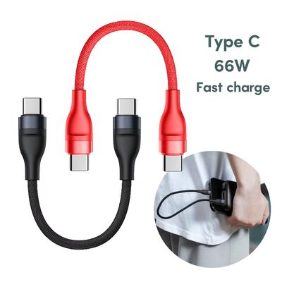 Langlebiges Typ-C-zu-Typ-C-Ladekabel 66W Weich geflochten Stecker zu Stecker Schnellladekabel für mobile Geräte 25CM