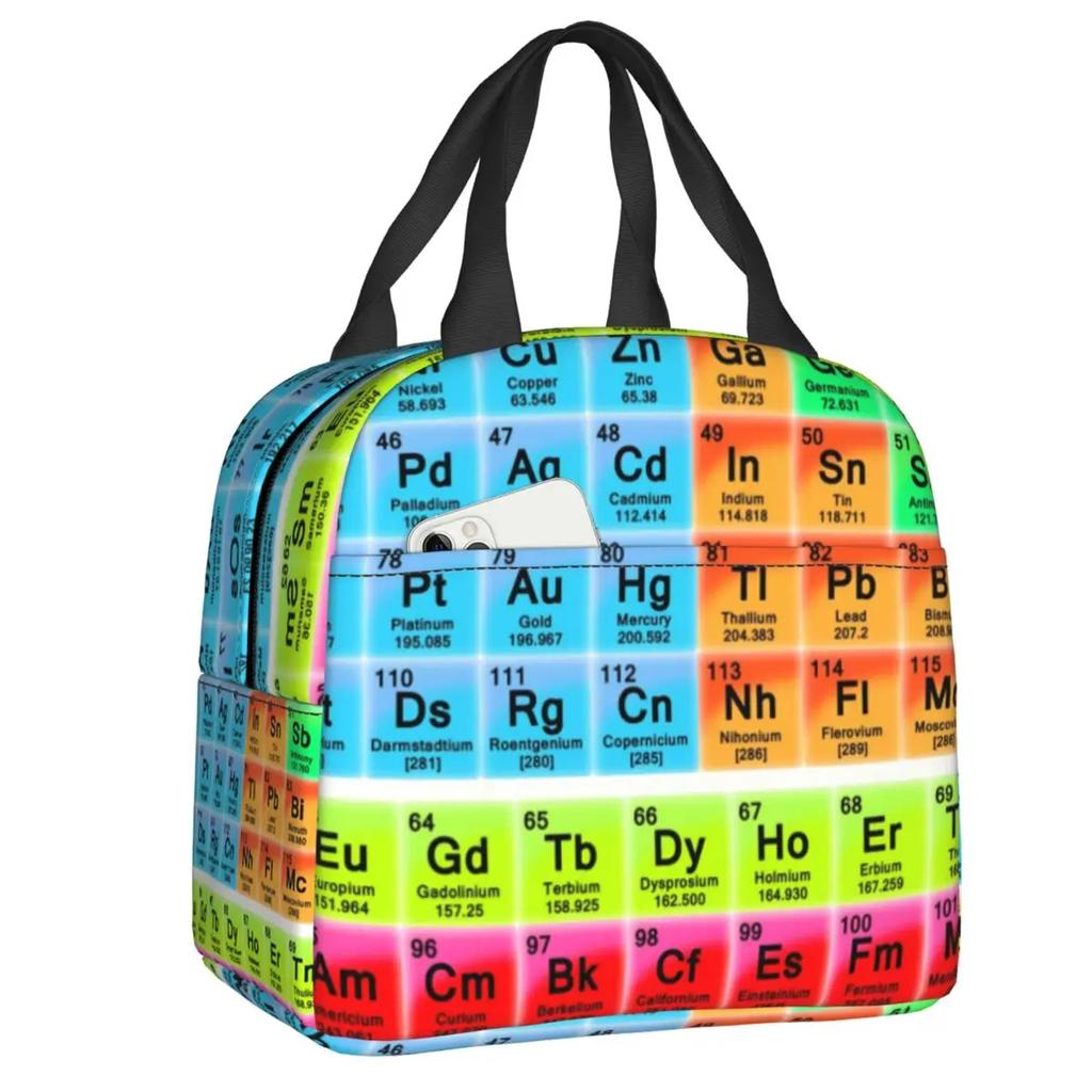 Chemistry Teacher Periodic Table Insulated Lunch Tote Bag for Kid Science Lab Tech Portable Thermal Cooler Food Lunch Box School