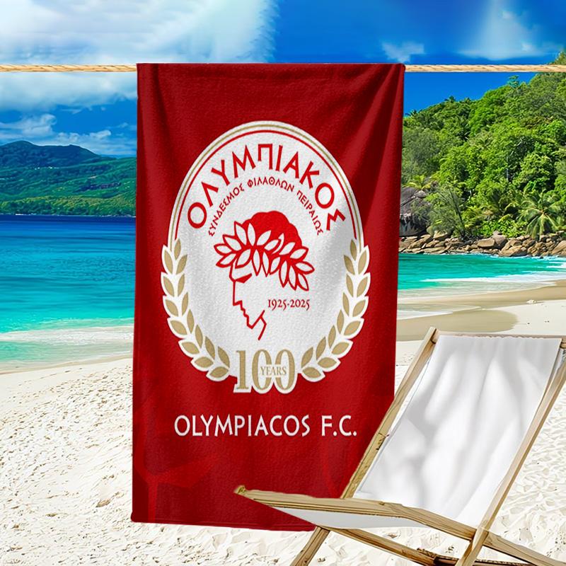 Olympiacos Fc: Toalla de Playa de Microfibra Orgullo Rojo y Negro, Ligera y de Secado Rápido, para Viajes de Verano, Esencial para la Playa, Piscina al Aire Libre