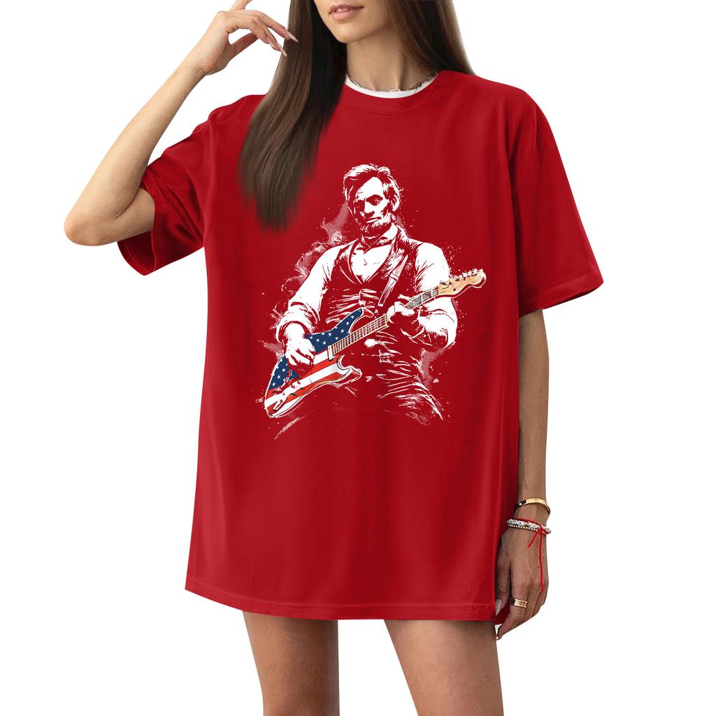 Damen Casual Buchstabendruck Kurzarm Top T-Shirt