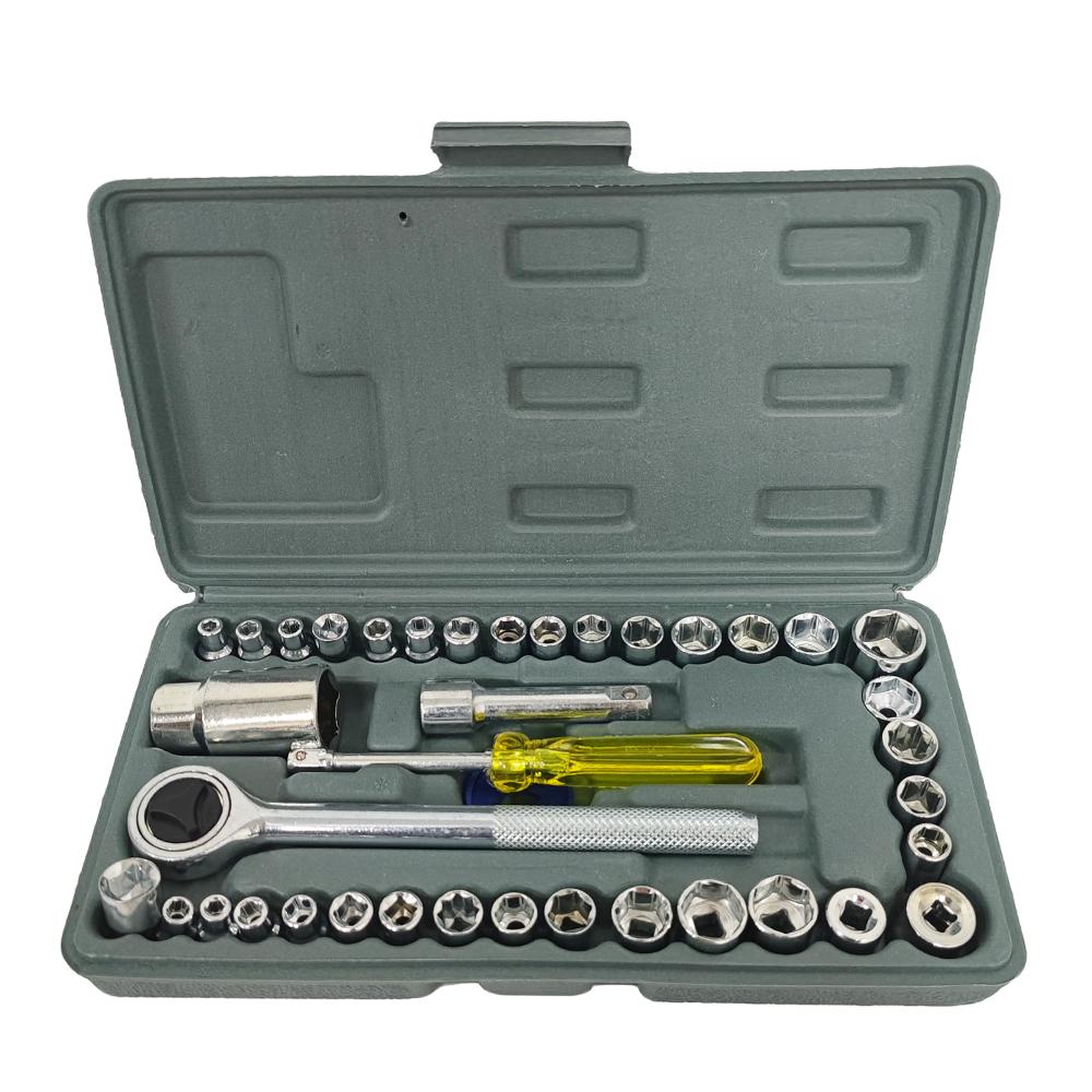 40pcs 3/8 Inch Hand Tools Box Wrench Spanner Socket Set With Ratchet