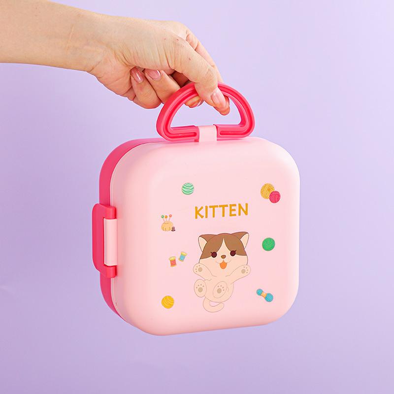 V89 Eco-friendly Food Grade Cartoon Kids Lunch Box Set With Handle Cooking Lunch Box Portable Bento Box With Free Cutlery