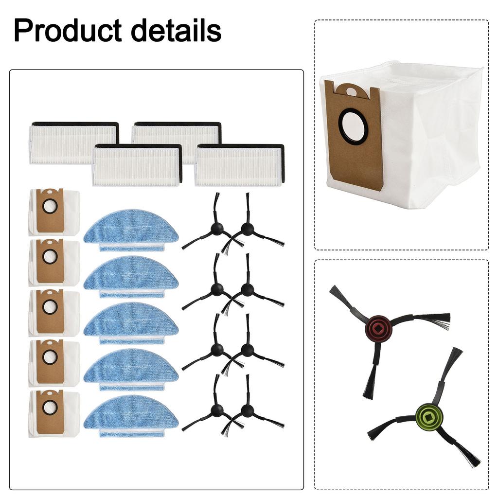 Für Medion X20 SW+ / MD 11415 Für Medion Für X21 SW+ / MD 11500 Filter Wischmopp Tuch Seitenbürsten-Set Staubsaugerzubehör